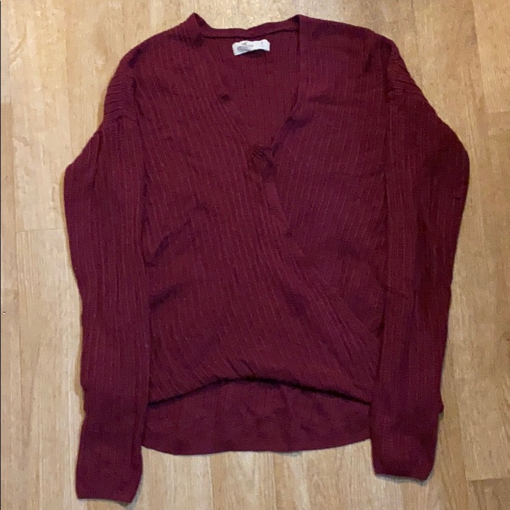 Maroon Wrap Front Sweater from Hollister